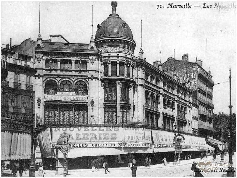Le magasin "les Nouvelles Galeries" au temps de sa splendeur. Il sera détruit en 1938 par un dramatique incendie.